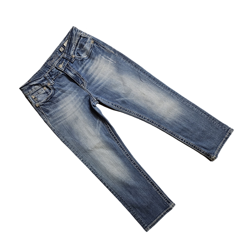 Miss Me Blue Ankle Cropped Jeans with Distressed Finish - Picture 9 of 9